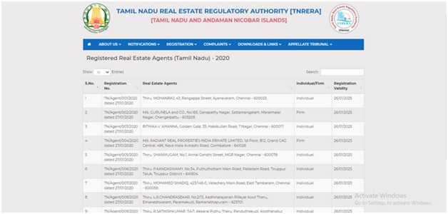 List of Registered Real Estate Agents